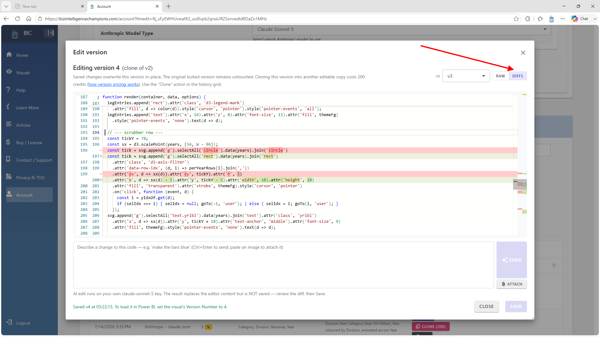 Saved as v4 — the editor tells you the version to enter