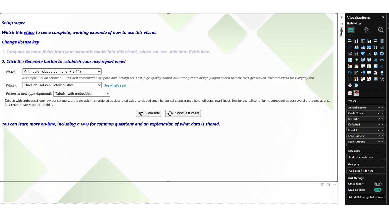The landing page: data wells loaded with everything, model picker set per run