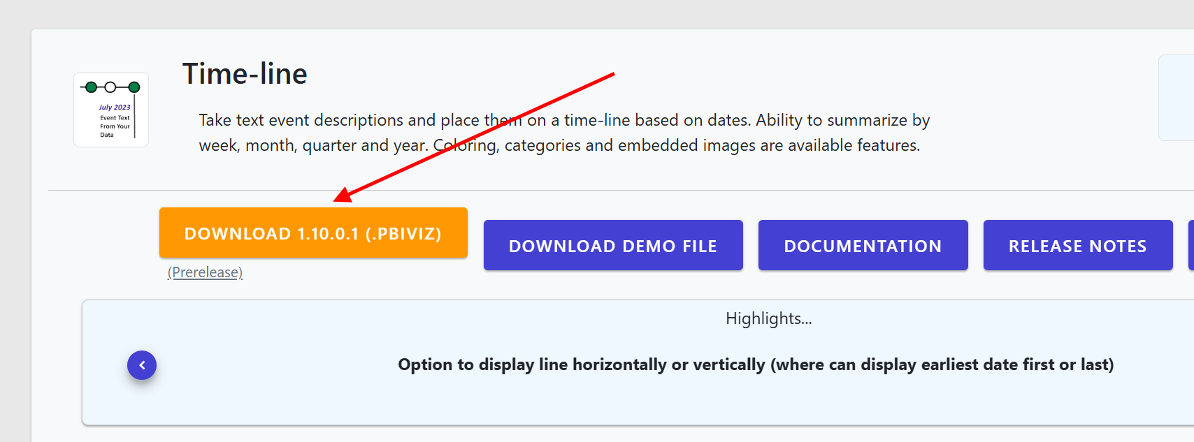 Pre-release visual download button in Power BI