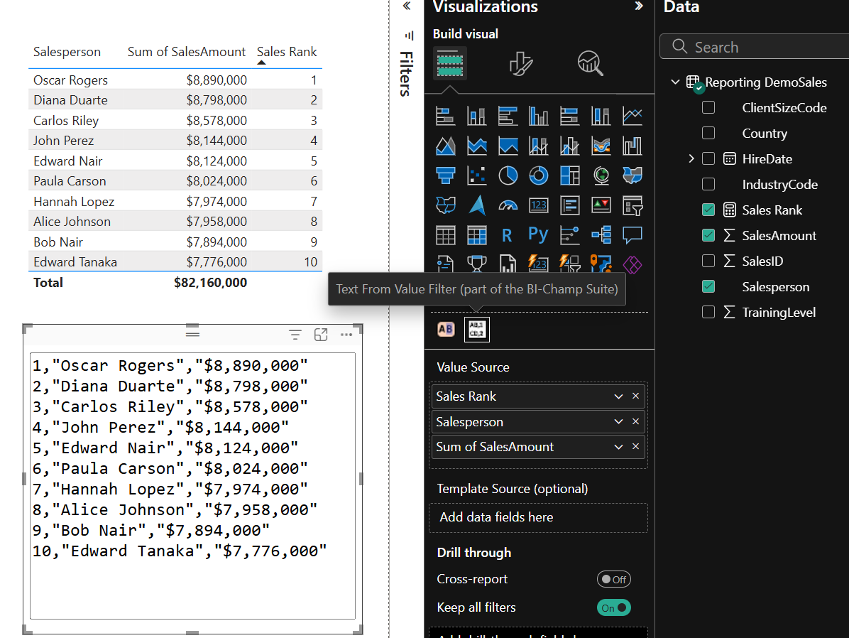 Multi-format Card: If we stick largely with defaults, we can add a Text from Values card to the design surface