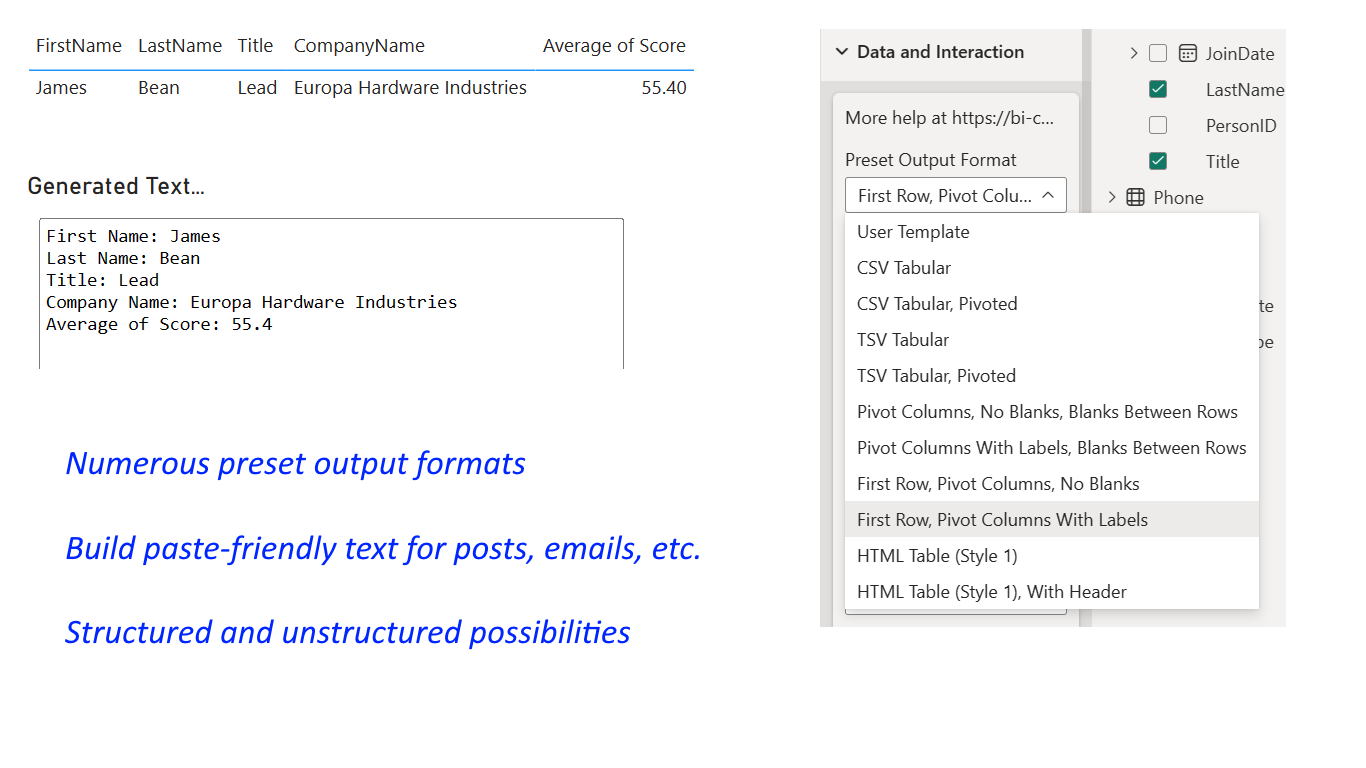 Multi-format Card output using a preset format or a user-defined template