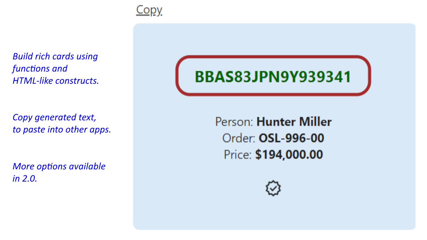 Multi-format Card rich sanitized cards in the Power BI certified visual