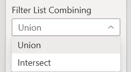 Auto-complete Filter: Filter terms can be combined using logical "AND" or "OR"