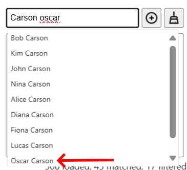 Auto-complete Filter: With the 'Word Splitting' setting, if you type multiple words in the entry text box (view 2)