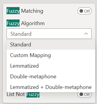 Auto-complete Filter: Depending on the algorithm chosen, you can locate similar matches, such as matches that