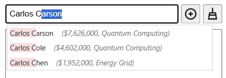 Auto-complete Filter: sales amount format is being used from the semantic model