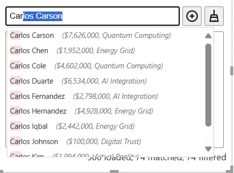 Auto-complete Filter: 'List Height Ratio' lets you control the maximum size of the pick list (view 2)