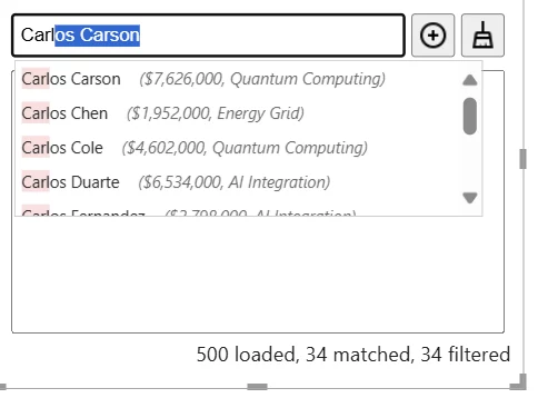 Auto-complete Filter: 'List Height Ratio' lets you control the maximum size of the pick list (view 3)
