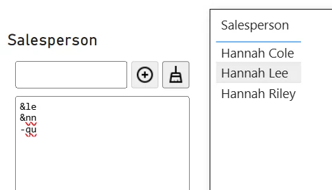 Auto-complete Filter: Here we have enabled "Allow Filter Prefixes", and added "&le" and "&nn" as filter terms