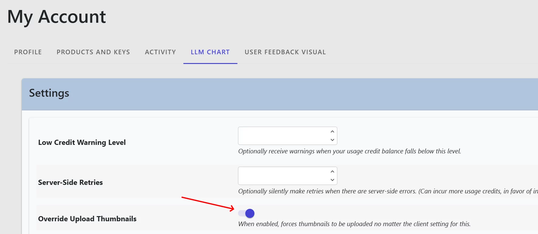 LLM AI Charts: By default, thumbnails for your rendered charts are not saved to our service, for privacy reasons (view 2)