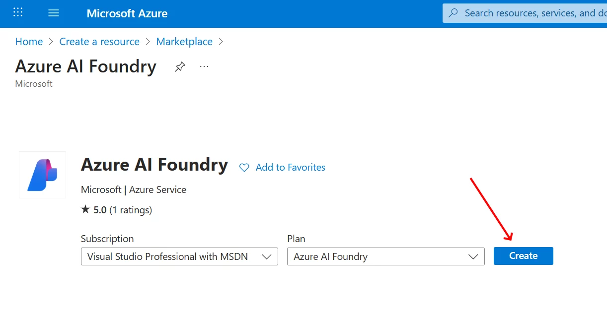 LLM AI Charts: 1. Create an Azure AI Foundry (view 3)