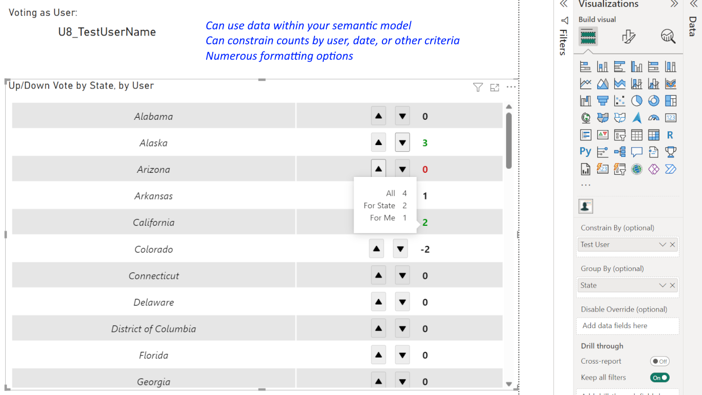 User Feedback Capture collecting feedback per user with vote limits