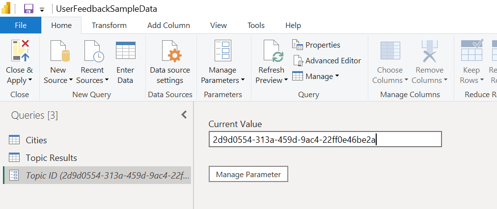 User Feedback Capture: You can click on the parameter for the topic key and provide your own value, from your